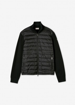 몽클레어 남성 TRICOT 로고 패치 니트 블랙 패딩 9B50700 A9341 999