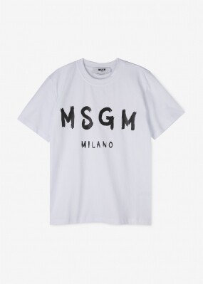 MSGM 여성 브러쉬드 로고 화이트 반팔티 2000MDM510 200002 01