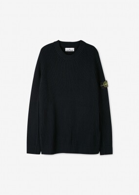 스톤아일랜드 남성 와펜 패치 골지 네이비 니트 7715538C2 V0020