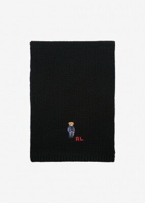 폴로랄프로렌 남성 데님 베어 자수 블랙 머플러 449891303 001