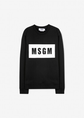 MSGM 남성 박스 로고 블랙 맨투맨 2940MM163 207599 99