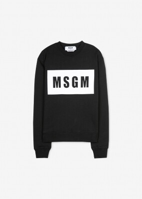 MSGM 남성 박스 로고 블랙 맨투맨 2940MM68 207599 99