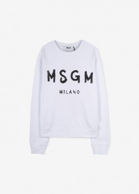 MSGM 남성 브러쉬 로고 화이트 맨투맨 2940MM104 207599 01