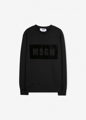 MSGM 여성 박스로고 블랙 맨투맨 2941MDM168 207799 99