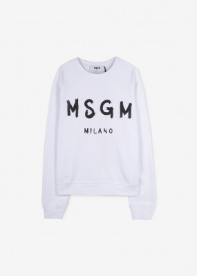 MSGM 여성 브러쉬로고 화이트 맨투맨 3041MDM89 217299 01