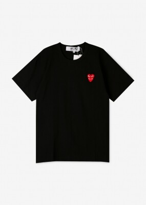 꼼데가르송 남성 더블하트 와펜 블랙 반팔티 AZ T288 051 1