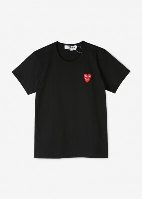 꼼데가르송 여성 더블 하트와펜 블랙 반팔티 AZ T287 051 1