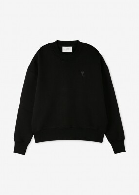 아미 남성 하트 로고 블랙 맨투맨 USW012 740 001