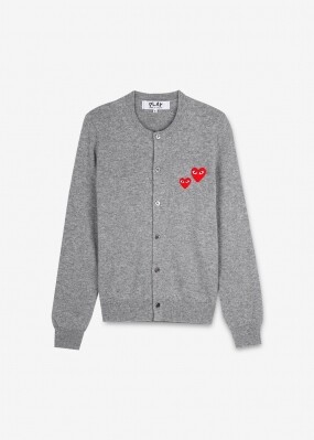 꼼데가르송 여성 더블 하트 와펜 그레이 가디건 AZ N071 051 1