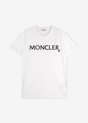 몽클레어 여성 자수 로고 화이트 티셔츠 8C00009 829HP 033