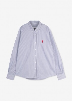 아미 남성 스트라이프 하트 로고 블루/화이트 셔츠 HSH113 CO0021 492