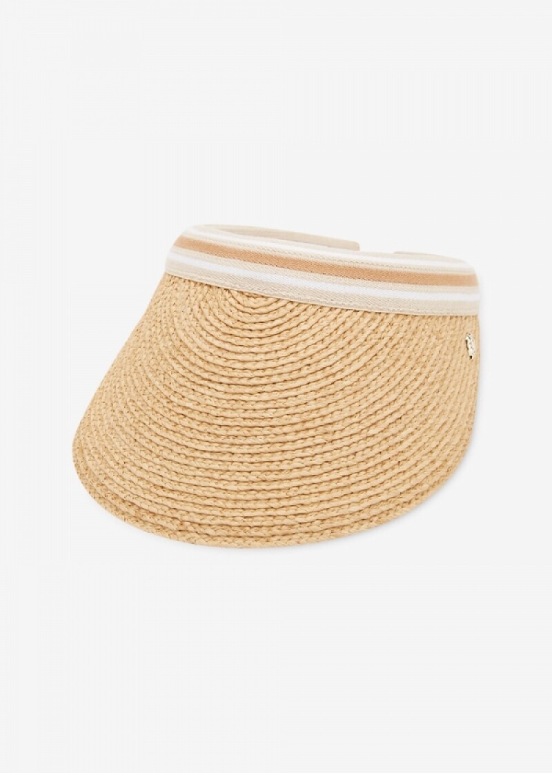 헬렌카민스키 여성 비앙카 네추럴/누가 스트라이프 바이저햇 HAT50265 Natural/Nougat Stripe