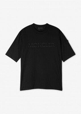 몽클레어 여성 로고 자수 블랙 반팔티 8C00017 829H8 999
