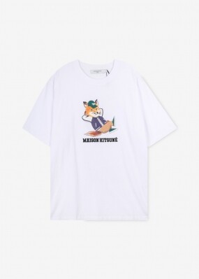 메종키츠네 남성 드레스드 폭스 화이트 반팔티 KM00103KJ0008 WH