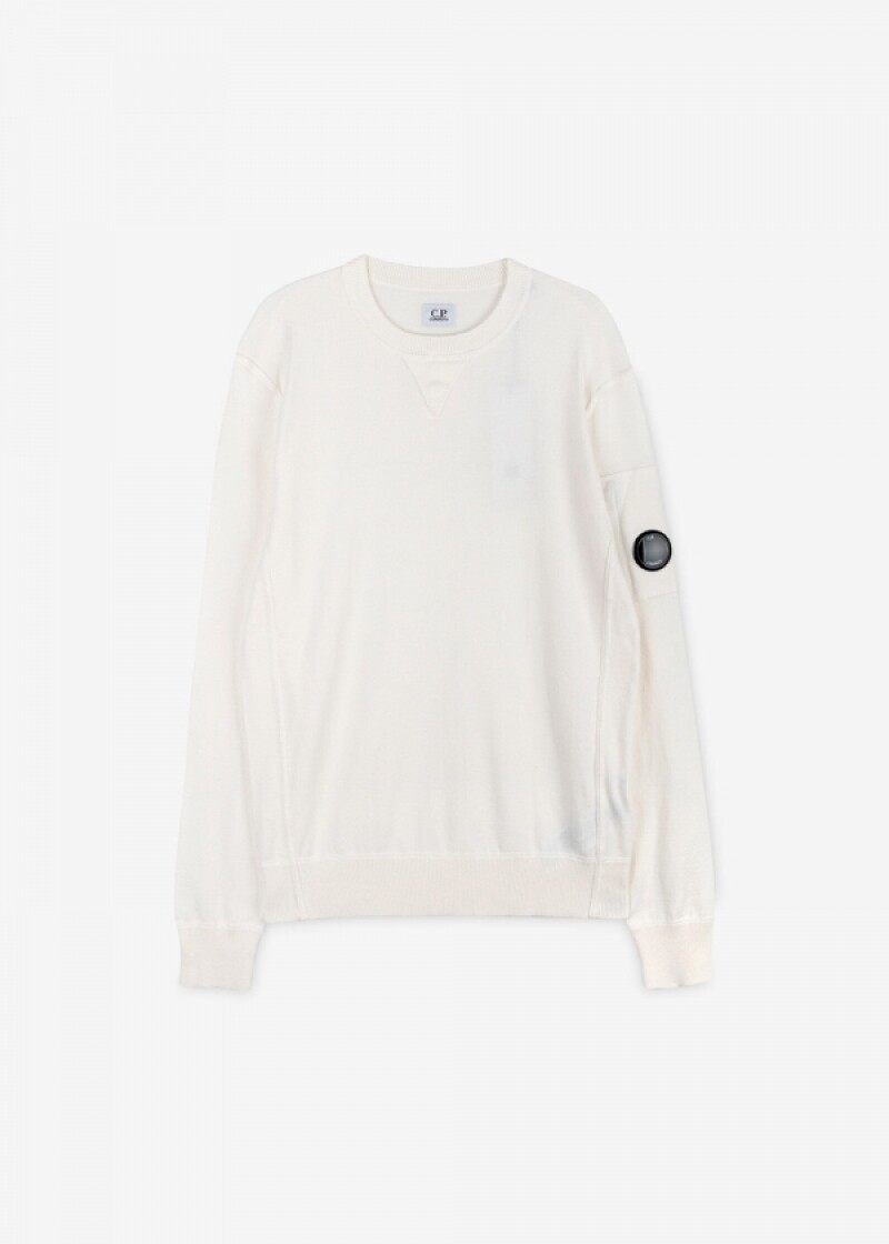 CP컴퍼니 남성 렌즈 와펜 화이트 니트 14CMKN127A 004037A 103