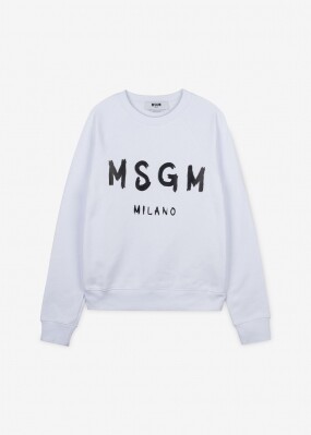 MSGM 여성 브러쉬드 로고 화이트 맨투맨 2000MDM513 200001 01