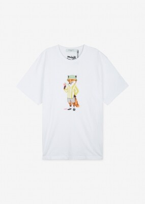 메종키츠네 남성 드레스드 폭스 화이트 반팔티 KM00145KJ0008 WH