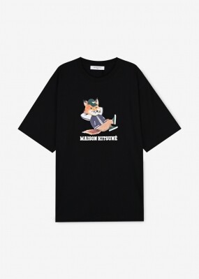 메종키츠네 남성 드레스드 폭스 블랙 반팔티 KM00103KJ0008 BK