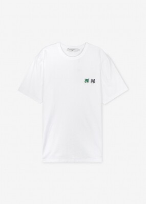 메종키츠네 남성 더블 폭스 헤드 화이트 반팔티 KM00101KJ0008 WH