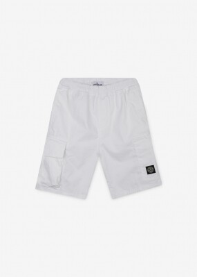 스톤아일랜드 남성 로고 패치 화이트 반바지 7815L1304 V0001