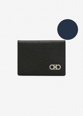페라가모 남성 간치니 블랙/블루 카드지갑 66A062 685949