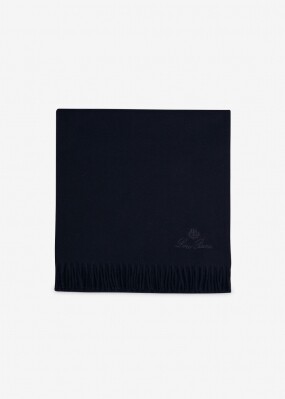 로로피아나 남성 로고 자수 블루 네이비 머플러 FAN4410 W000