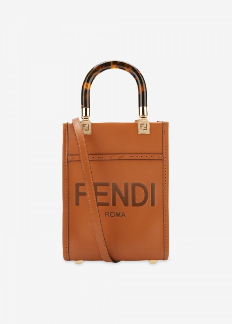 펜디 여성 로고 선샤인 브라운 크로스백 미니 8BS051 ABVL F0PWZ