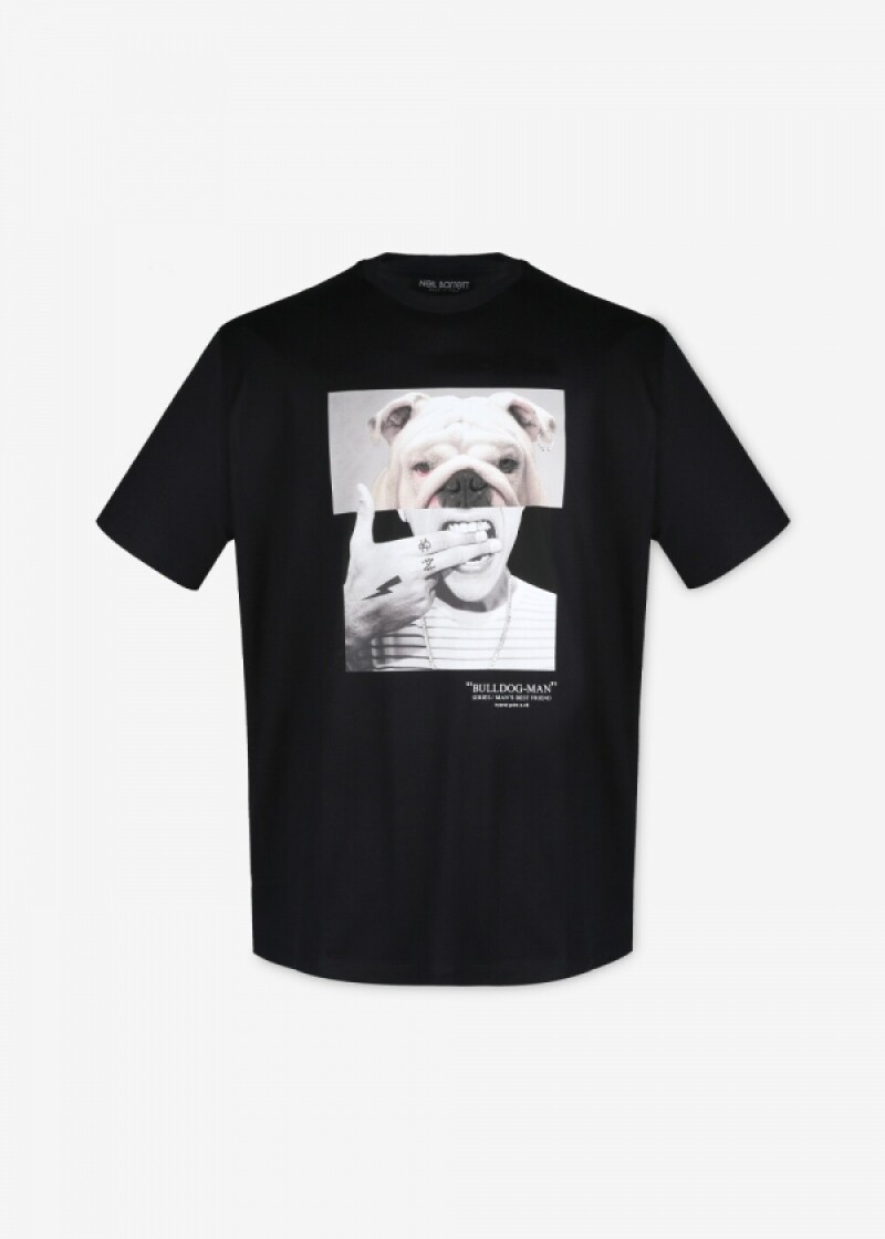 닐바렛 남성 불독맨 프린트 블랙 반팔티 PBJT690B N536S 1874