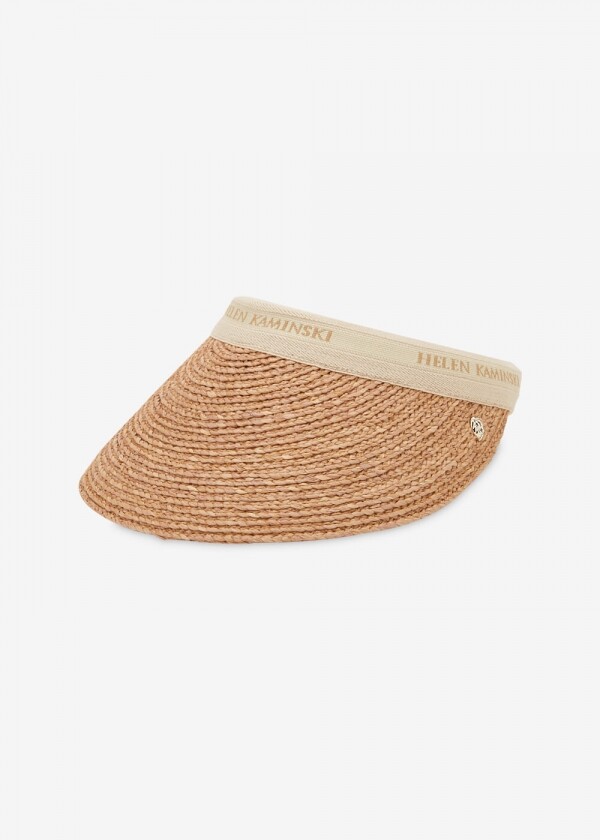 꼬르소밀라노,헬렌카민스키 여성 비앙카 누가/내추럴 로고 바이저햇 HAT50265 Nougat/Natural Logo