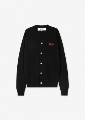 꼼데가르송 남성 더블 하트 와펜 블랙 가디건 AZ N058 051 1