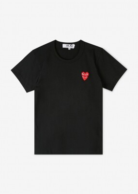꼼데가르송 여성 더블하트 블랙 반팔티 AZ T287 051 1