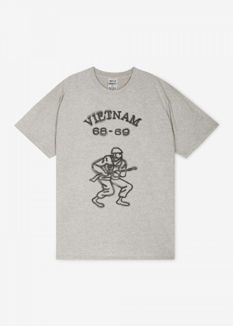 와일드 동키 남성 그래픽 프린팅 헤더 그레이 반팔티 T-VIETNAM OVERDYED HEATHER GRAY