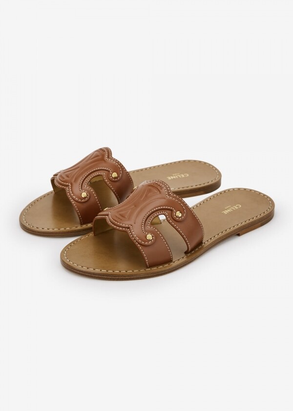 꼬르소밀라노,셀린느 여성 트리옹프 뮬 탄 슬리퍼 352413767C 04LU