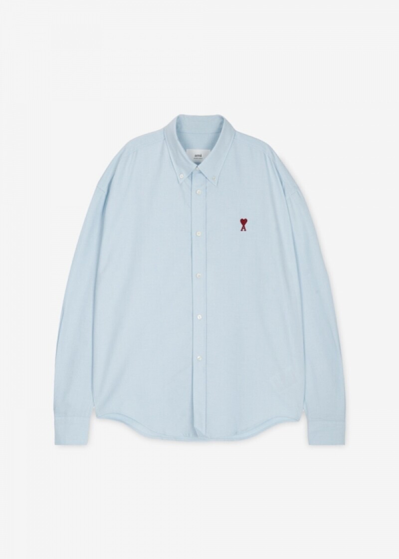 아미 남성 하트 로고 스카이 블루 셔츠 BFUSH130 CO0031 450