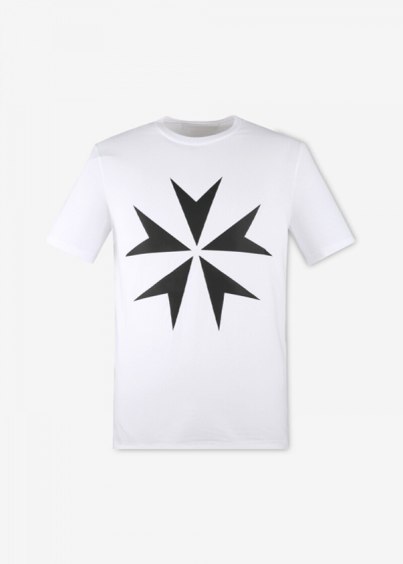 닐바렛 남성 스노우 프린트 화이트 반팔티 PBJT438A H521S 526