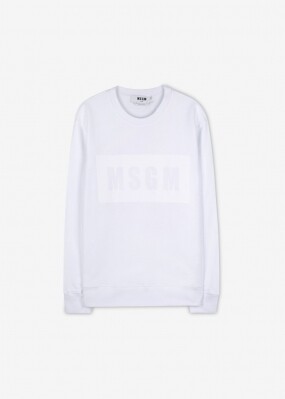 MSGM 여성 박스로고 화이트 맨투맨 2941MDM168 207799 01