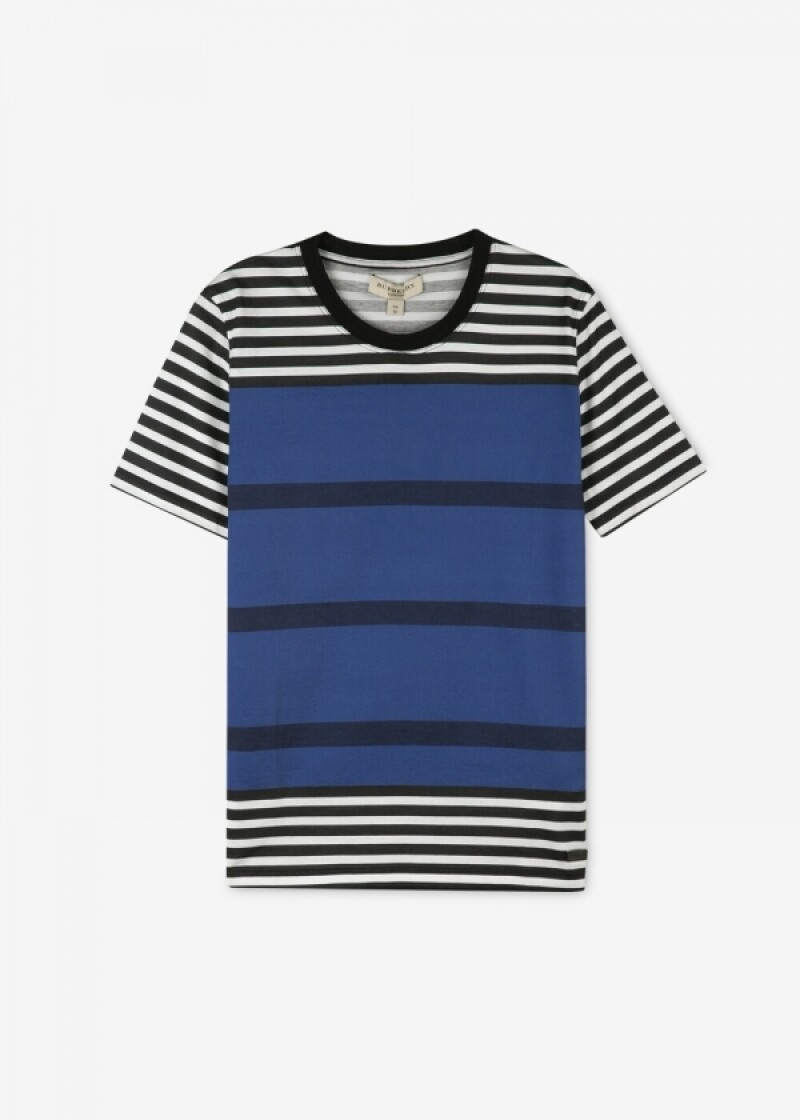 버버리 남성 스트라이프 블루 반팔티 3916670