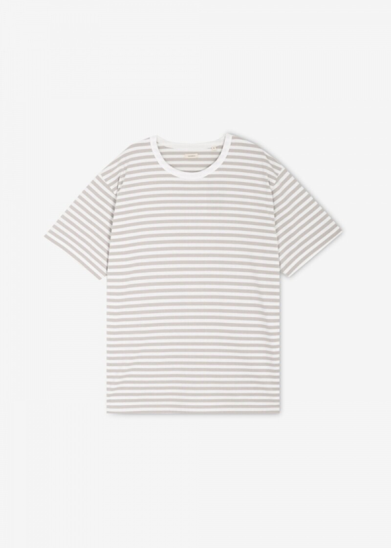 나나미카 남성 스트라이프 저지 샌드 베이지/화이트 반팔티 S25SH120E SANDBEIGEXWHITE