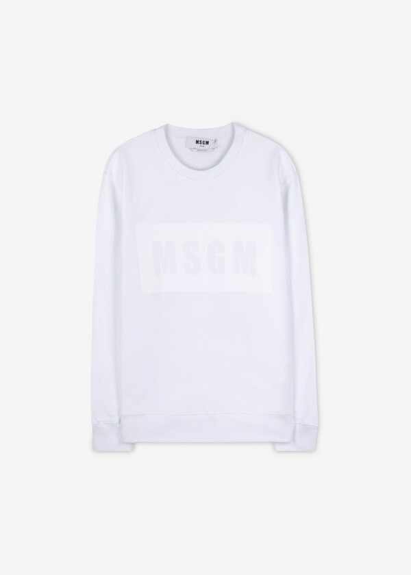 꼬르소밀라노,MSGM 여성 박스로고 화이트 맨투맨 2941MDM168 207799 01