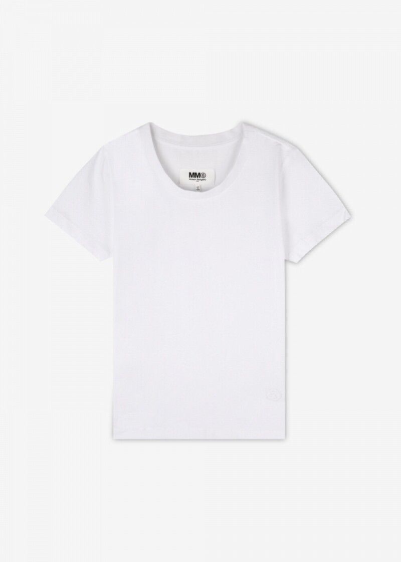 메종마르지엘라 여성 MM6 로고 3팩 화이트 반팔티 S52GC0189 S23901 100
