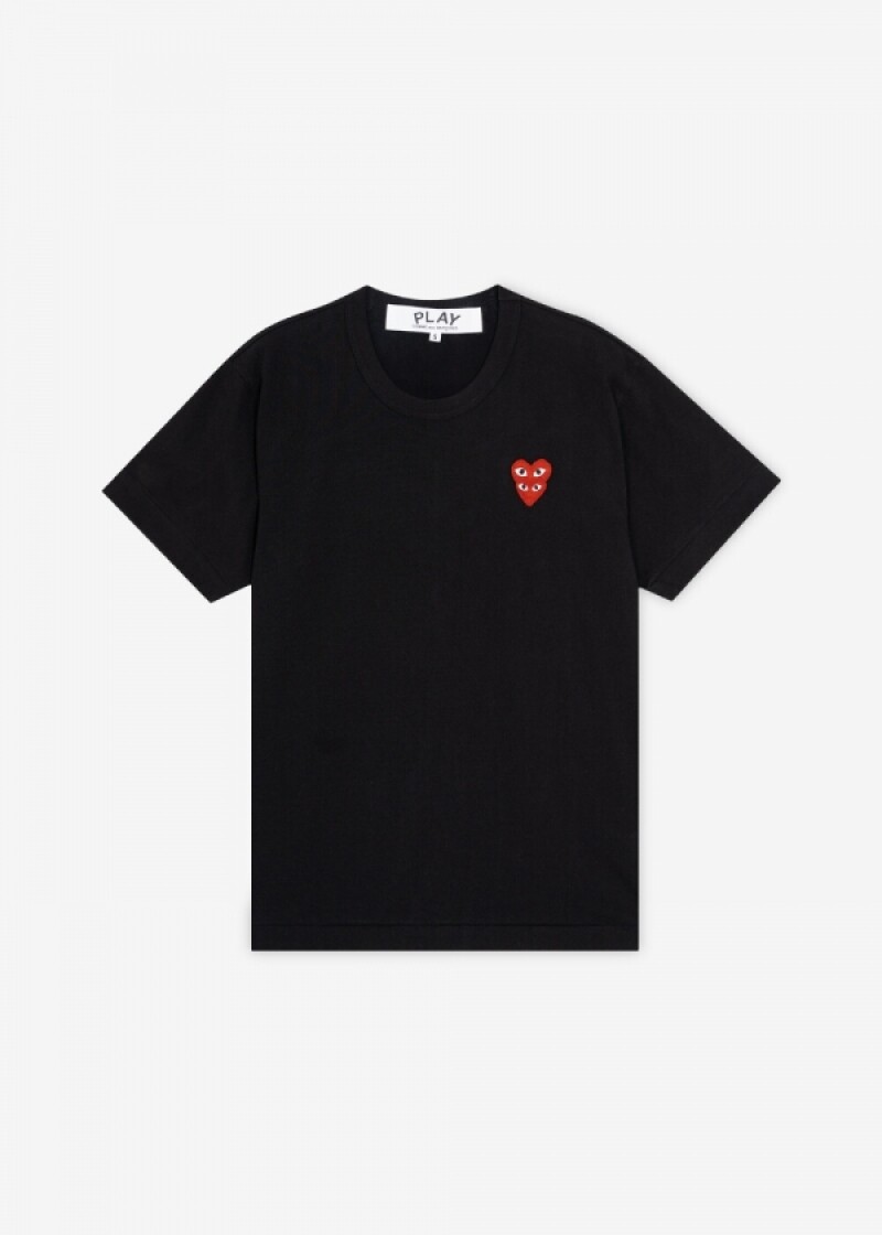 꼼데가르송 남성 더블 하트 와펜 블랙 반팔티 AX T288 051 1