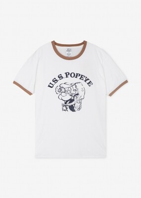 스크래치_와일드 동키 남성 뽀빠이 워시드화이트/네이비 반팔티 T-POPEYE LIGHT WASHED WHITE/NAVY(181860)