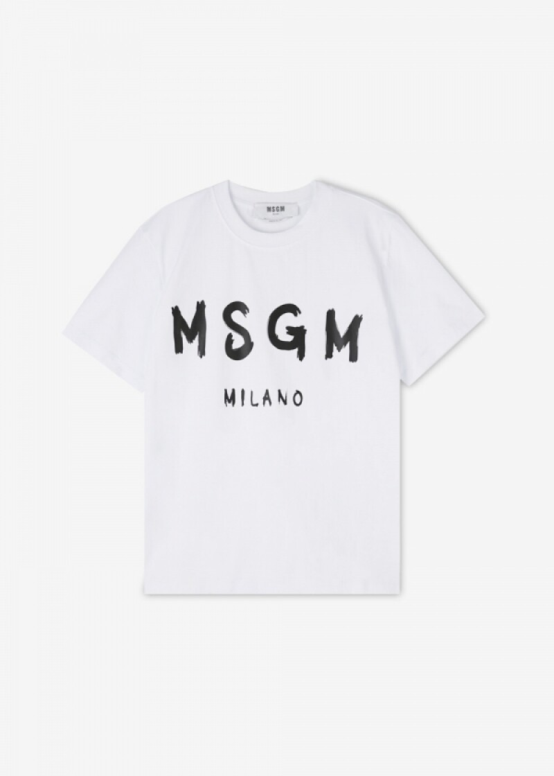 스크래치_MSGM 여성 브러쉬드 로고 화이트 반팔티 2000MDM510 200002 01(181439)