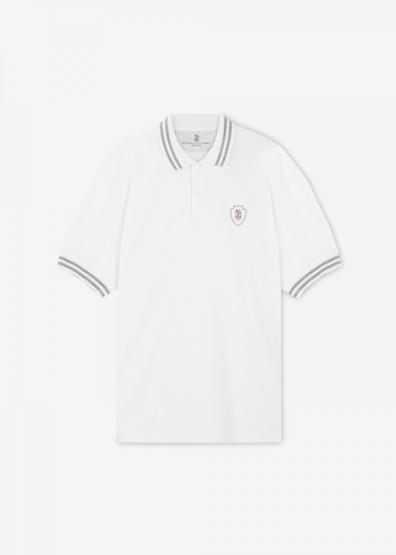 브루넬로 쿠치넬리 남성 스트라이프 PK 화이트 카라티 M0B133940T CAS27