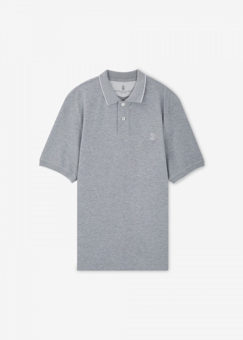 브루넬로 쿠치넬리 남성 자수 로고 PK 그레이 카라티 ME8549779G CQ087