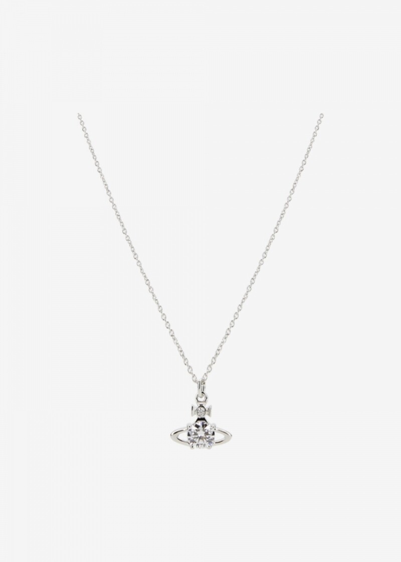 비비안웨스트우드 여성 ORB 로고 플래티늄/화이트 목걸이 63020095 P102