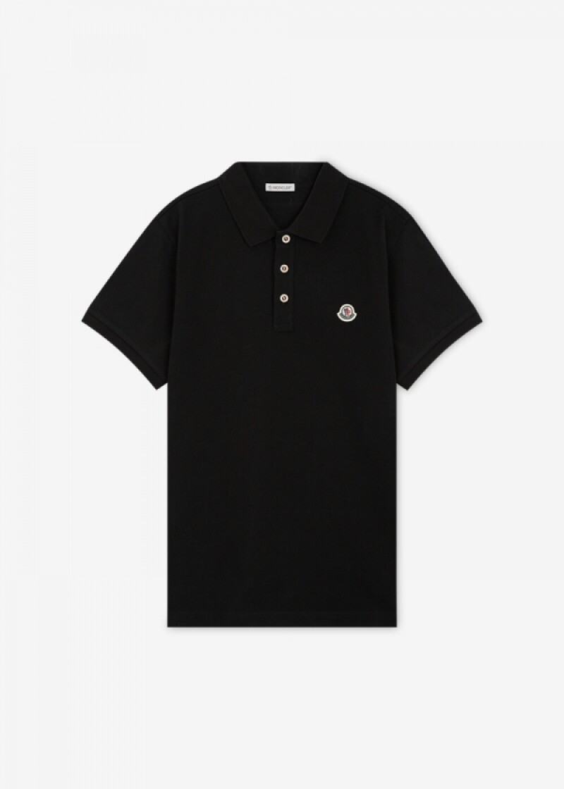 몽클레어 남성 로고패치 코튼 PK 반팔 블랙 카라티 8A00030 84556 999