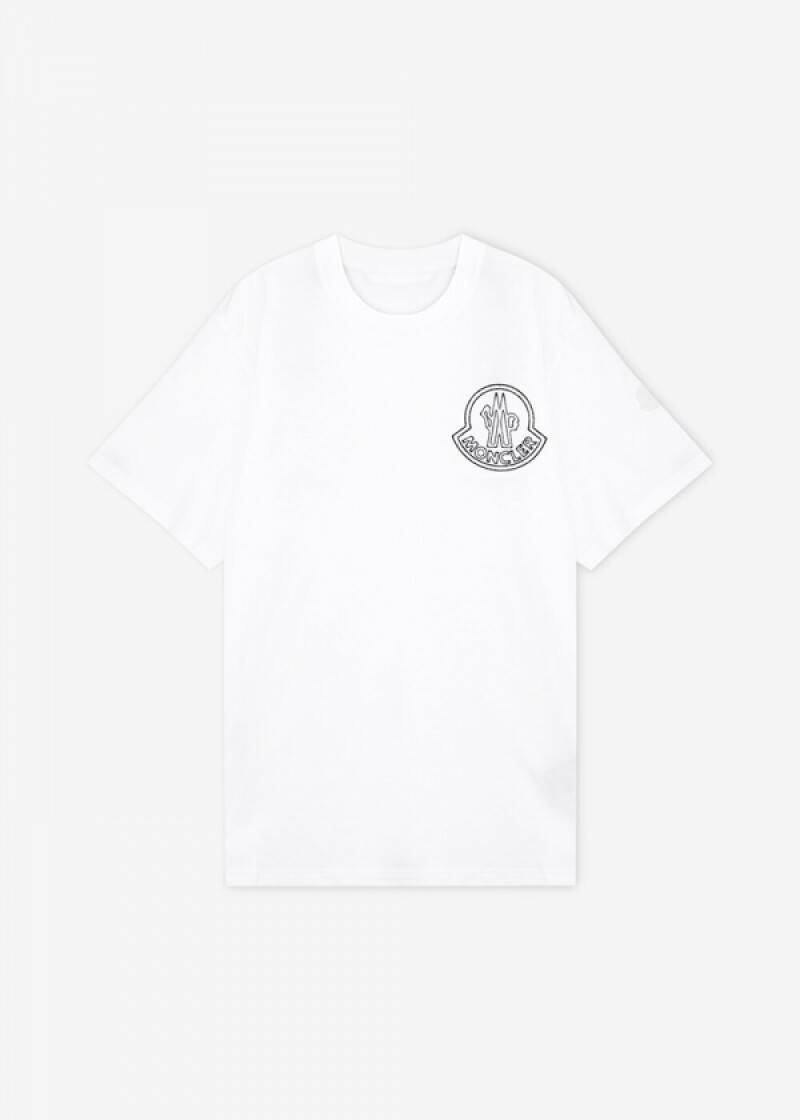 몽클레어 남성 프린팅 로고 화이트 반팔티 8C00056 89AJS 00A