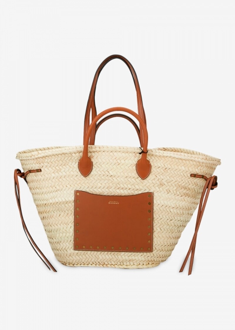 스크래치_이자벨마랑 여성 라피아 바스켓 내추럴/코냑 토트백 PP0019FA A1X16M NLCG(183748)