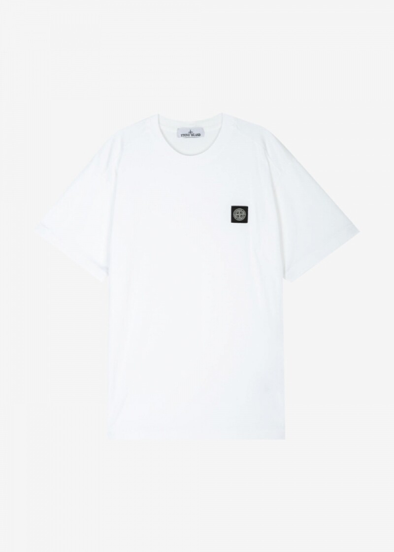 스크래치_스톤아일랜드 남성 로고 패치 화이트 반팔티 791524113 A0001(184525)